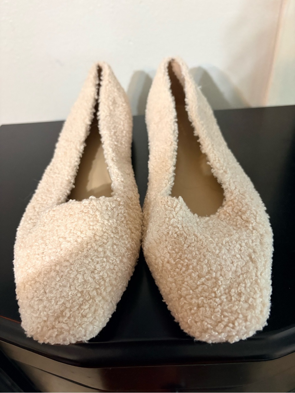 Ann Taylor Cream Bouclé Ballet Flats
